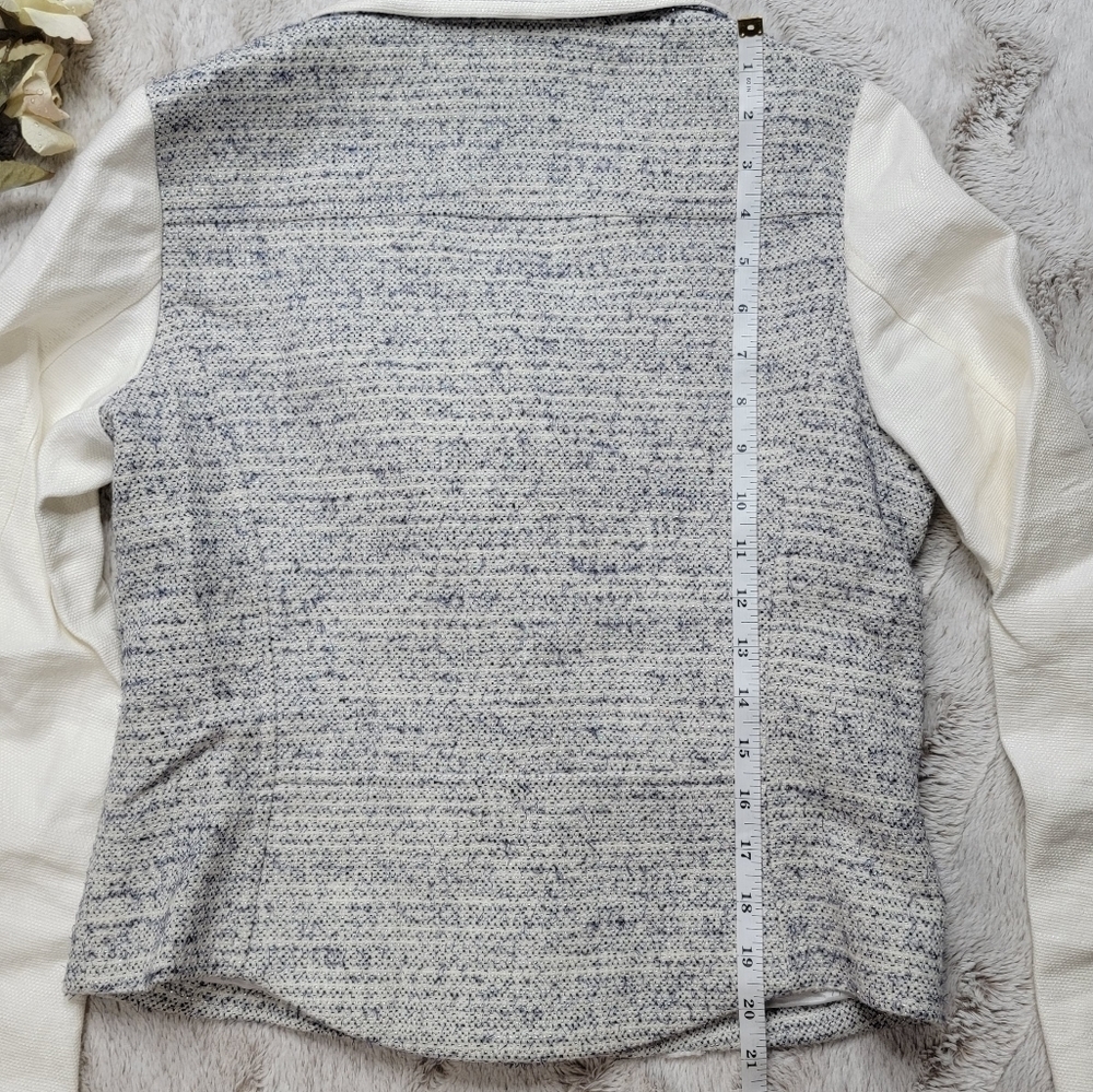 Sandro Paris‎ Vernis Tweed Moto Jacket Blue White Gray Size 38 - Picture 11 of 14